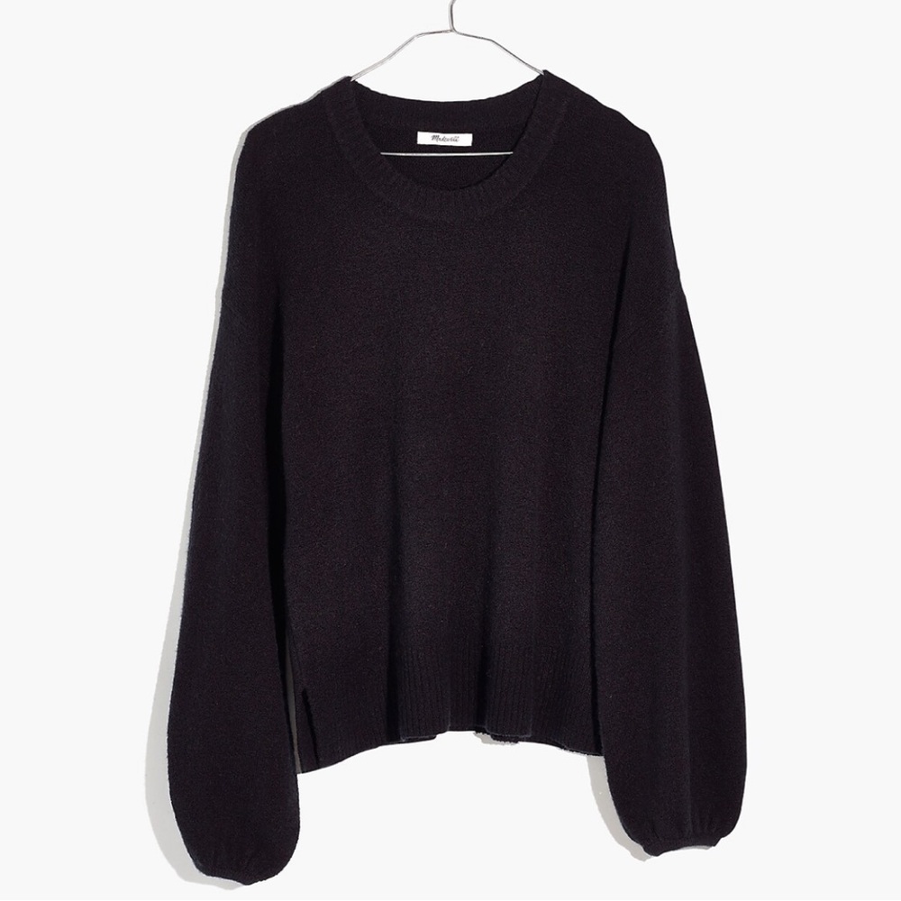 Madewell Payton Wool Alpaca Balloon Sleeves Black Sweater Size XS